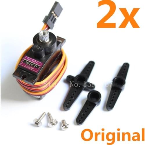 2pcs Tower Pro MG90D Digital 9g Micro Servo Metal Gear 2.5kg Torque Bearing Upgraded MG90S For RC Helicopter Airplane 450