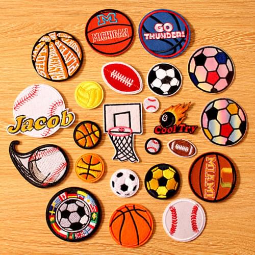 DIY Clothes Accessories Ball Patch Embroidered Patches For Clothing Iron on Patches On Clothes Stripe Sew on Basketball Patch