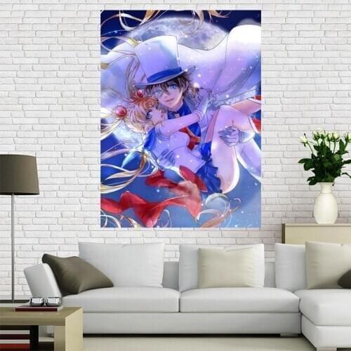 Hot Sell Custom Detective Conan Canvas Painting Poster Home Decor Cloth Fabric Wall Art Poster for Living Room