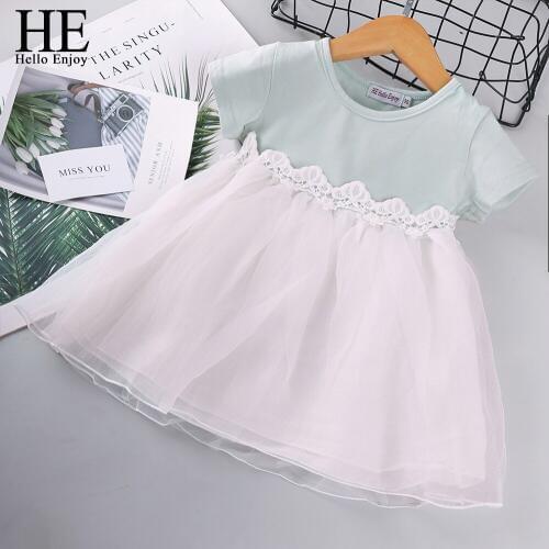 HE Hello Enjoy Baby Girl Dresses Newborn Birthday Clothes Baptism Vestido Infantil Bowknot Princess Wedding Bridesmaid Dress