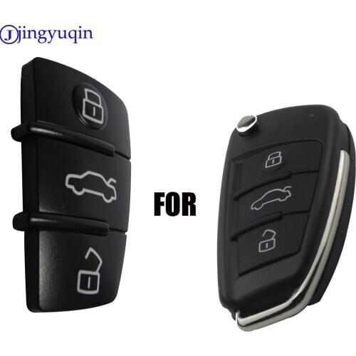Jingyuqin 20pcs/lot Remote Flip Key Fob 3 Button Pad For audi A3,A4,A5,A6,A8,Q5,Q7,TT S LINE RS Car Key Pad Rubber Free Shipping