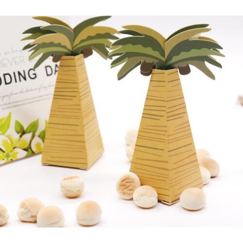 10 pcs /lot Coconut tree paper candy box wedding birthday party home party gift box table decoration paper coconut tree supplies