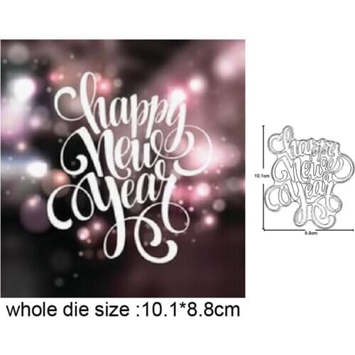 Letter Happy New Year Metal Cutting Dies Scrapbooking Stencils DIY Paper Cards Decorative Embossing Die Cut Crafts Dies 2020 NEW