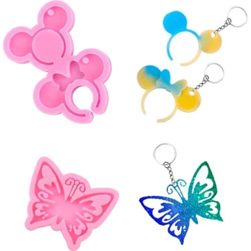 Cute Head Hoop Hollow Butterfly Silicone Casting Epoxy Mold for DIY Pendant Keychain Handmade Craft Making Tool Epoxy Resin Mold