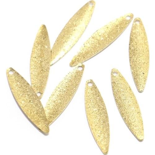 Fashion brass solid simple oval concave double flash one hole earrings pendant diy jewelry accessories 20 pieces 5.6*23.6mm