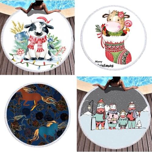 Cartoon cow and sheep Beach towel large beach towels miraculous microfiber towel beach towel Beach mat Large beach towel Towels