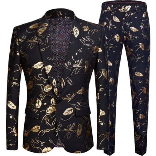 Men Shawl Lapel Blazer Designs Plus Size Black Velvet Gold Flowers Sequins Suit Jacket DJ Club Stage Singer Clothes
