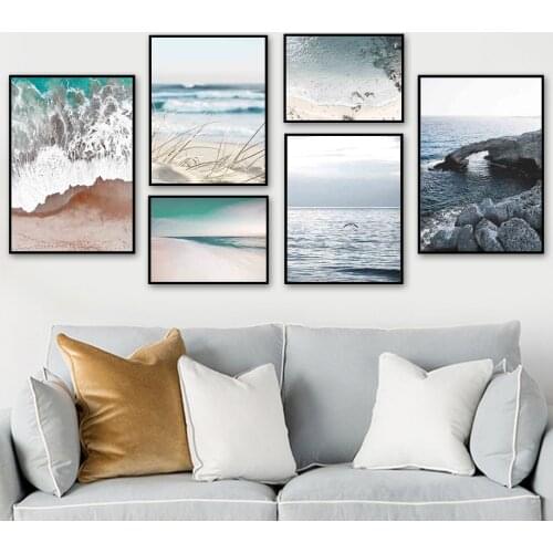 Beach Reed Seagull Ocean Waves Cloud Reef Wall Art Canvas Painting Nordic Posters And Prints Wall Pictures For Living Room Decor