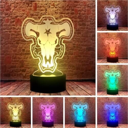 Black Clover 3D Illusion LED Desk Nightlight Colorful Changing Sleeping Lamp Anime action & toy figures