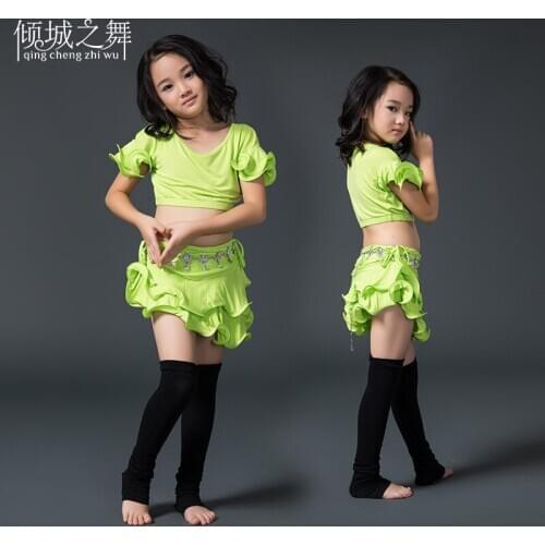 Newest!! Belly dance costume for kid girls belly dance wear belly dance top+skirt suits RT007