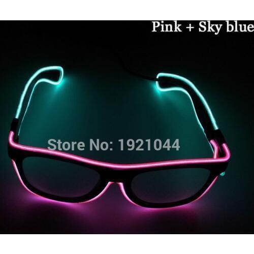 New design Sound Activated Double color Glasses EL Wire Powered By DC-3V Cold Light Tube Rope Flexible Neon Discos Party Decor