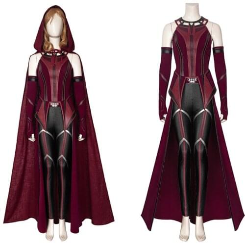 New Style Superheroine Halloween Scarlet Cosplay Witch Costume High Quality Vision Wanda Maximoff Battle Outfit