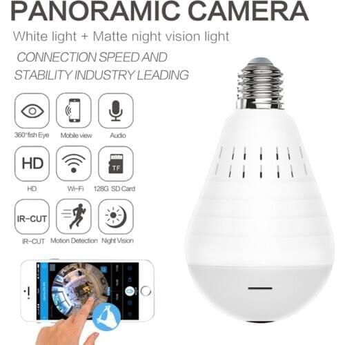 Videcam Wifi Panorama Camera Security Lamp Panoramic Bulb CCTV Video Wireless Ip Camera Surveillance Fisheye HD Camera