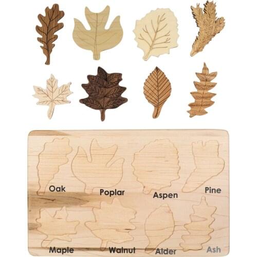 Multi-shape Leaf Puzzle New Kids Wooden 3d Jigsaw Puzzle Clever Board Baby Montessori Educational Learning Toys Brinquedos