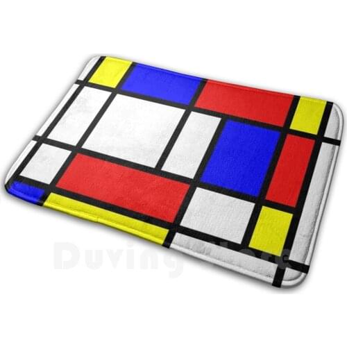 The Fake Mondrian Mat Rug Carpet Anti-Slip Floor Mats Bedroom Matrix Fine Art Finest Art Luxury Geometric Geometric Art Dutch