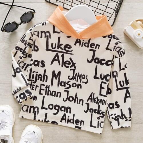 PatPat Toddler Boy Letter Print Colorblock Casual Hoodie Sweatshirt