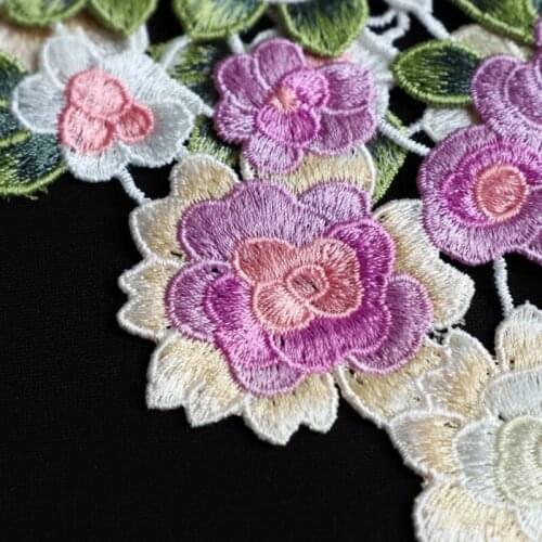 Q1FA Fairytale Detachable Fake Collar Lace Shawl Embroidery Floral Capelet Dickey