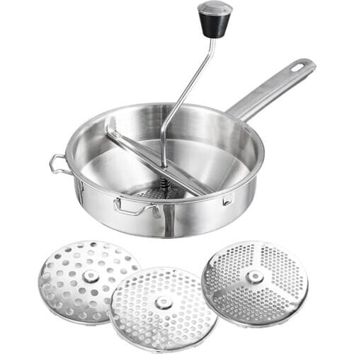 Stainless Steel Rotary Food Mill Home Kitchen Tool Manual Food Mixer With 3 Milling Discs Great For Making Vegetables
