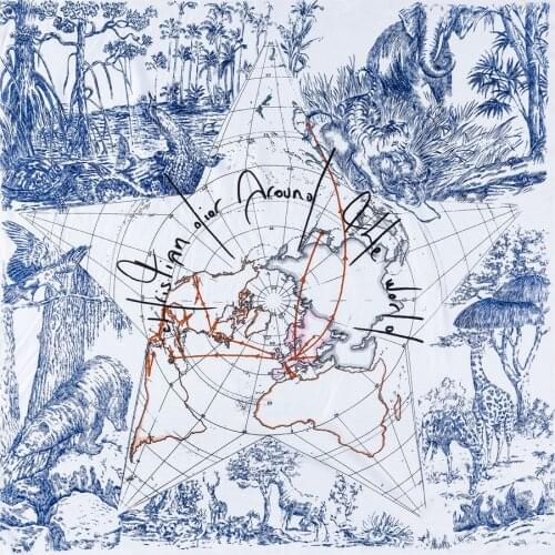 Manual Hand Rolled Twill Silk Scarf Women Animal Print Square Scarves Echarpes Curled Foulards Femme Wrap Bandana Hijab 90CM