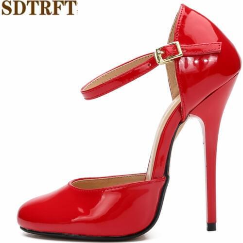 SDTRFT Summer woman wedding Pumps 14cm thin heels zapatos mujer Round Toe Stiletto ladies Sandals classic Buckle Dance shoes