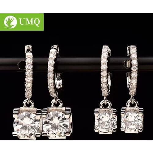 UMQ Real 0.5/1 Carat D Color Moissanite Bridal Drop Earrings 100% 925 Sterling Silver Sparkling Wedding Party Fine Jewelry