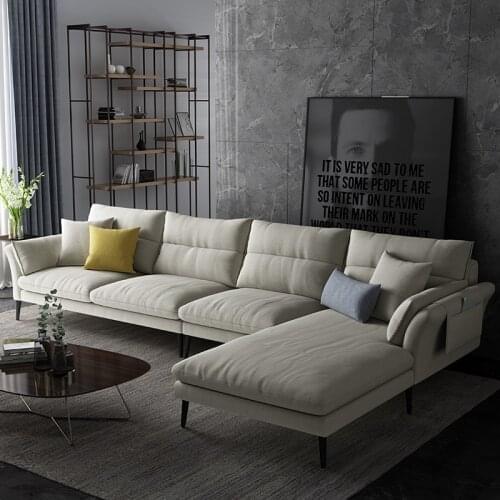 Nordic simple fabric combination large and small apartment living room furniture modern integral latex sofa L-shape