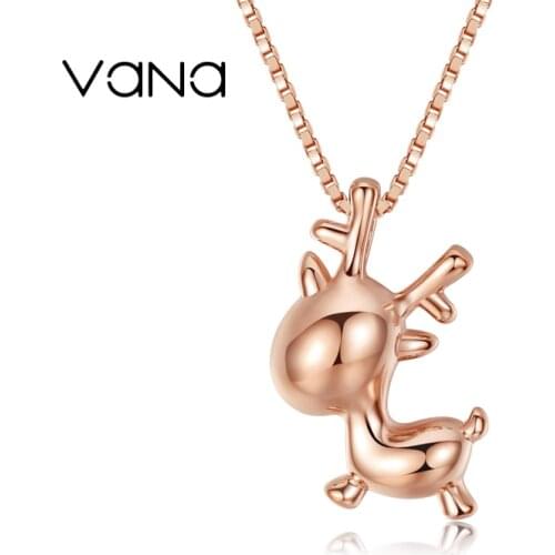 VANA 925 Sterling Silver Necklace Deer Necklace for Women Girls with Gift Box