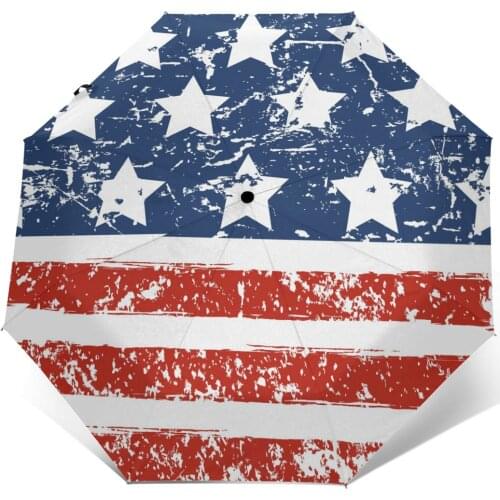 Wind Resistant Folding Automatic Umbrella Women Auto USA Independence Day Flag Windproof Umbrellas Rain For Men Parasol