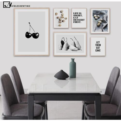 Berry Pear Fruit Food Drink Poster Minimalist Kitchen Wall Art Print Simple Canvas Painting Modern Picture Dining Room Decor