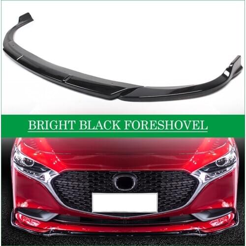 Car Front Bumper Lip Body Kit Spoiler Trim Protector Cover For Mazda 3 Axela Sedan 2019 2020 Gloss Black ABS Plastic