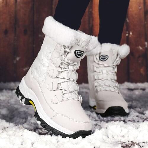 Fad Keep Warm Ankle Boots Shoes Women Winter Boots Winter Women Shoes Comfort Casual Lace-Up Platform Boots Shoes Women Vogue