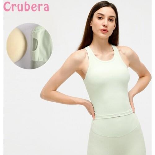 CRUBERA Yoga Blouse Quick Dry Sexy Elastic Sports Top Women Running Vest High Elastic Workout Fitness Bra Push-up Gym Underwear