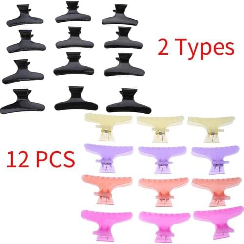 12pcs Salon Hairdressing Clips Black Butterfly Hair Pins Hairstyle Design Hair Styling Section Clamp Salon Hairdressing Tool