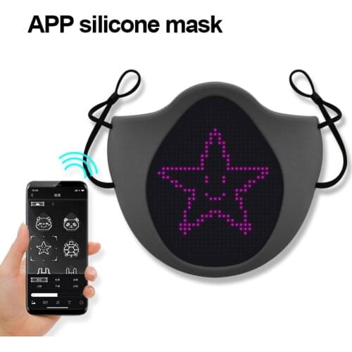2021 New Bluetooth LED Programmable Face Cover Custom Sign USB Rechargeable for Festive Party Supplies Cosplay Party LCD Mask