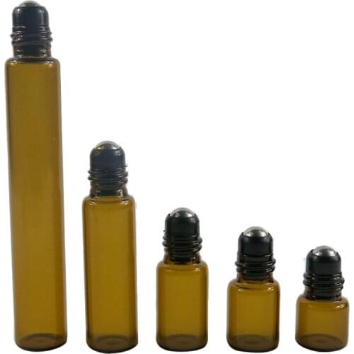 360pcs 1ml 2ml 3ml 5ml 10ml Empty Roll on Bottle Small Amber Glass Perfume Essential Oil Roller Bottles Wholesale Price