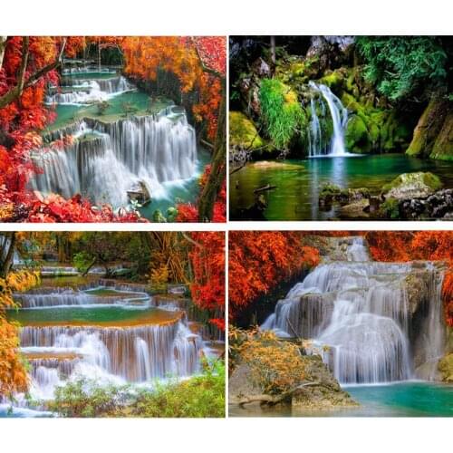 5D DIY Diamond Painting Landscape Full Square Round Diamond Embroidery Waterfall Rhinestone Spring Autumn Handmade Kit Decor