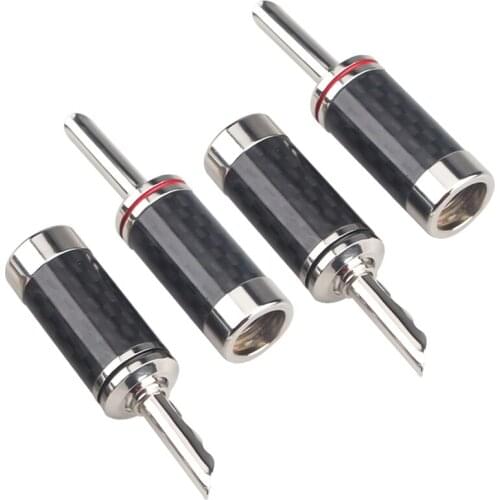8Pcs Teeth Speaker Cable Plug Carbon Fiber Shell Rhodium Plated Copper HiFi Audio Banana Plug