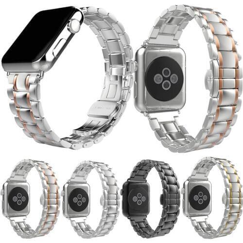 Luxury Stainless Steel link bracelet band for apple watch Series 4/3/1 /2 band stainless steel strap 38mm 40mm 42mm 44mm Straps