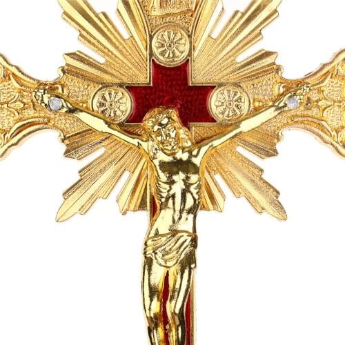 Church Relics Figurines Crucifix Jesus Christ On The Stand Cross Wall Crucifix Antique Home Chapel Decoration Prayer Crosses