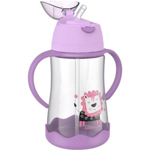 Kids Cute Animal Print 480ML Straw Juice drink Cup Learn Non-slip Base 2021