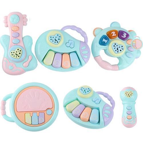 Baby music hand clap drum light projection clap drum baby puzzle early education microphone piano guitar rattle appease toy gift