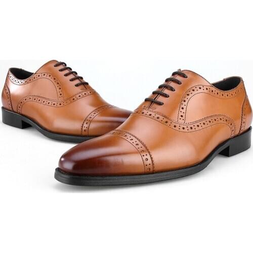 Breathable Black / Brown / Blue / Red Oxfords Business Shoes Genuine Leather Wedding Shoes Mens Dress Shoes Fashion Office Shoes