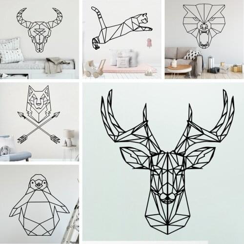 Geometry Animal Decorative Sticker Waterproof Home Decor Vinyl Wall Sticker For Living Room Bedroom Background Wall Art Decal