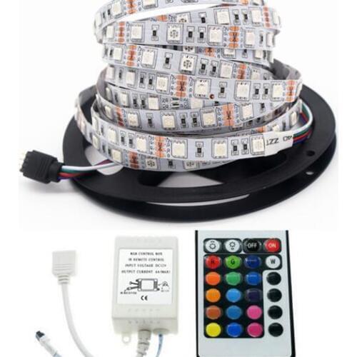 5050 RGB white warm LED Strip Flexible Light Lamp 5M 300 Led SMD NON Waterproof RGB Strip Led /24key controller