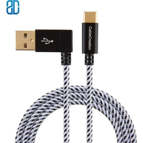 USB C to USB A Cable, 90 Degree Left Angle Braided USB Type C Cable, Compatible New MacBook(Pro), Moto Z