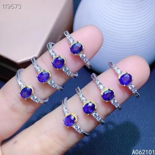 KJJEAXCMY fine jewelry S925 sterling silver inlaid natural sapphire girl popular ring support test Chinese style hot selling