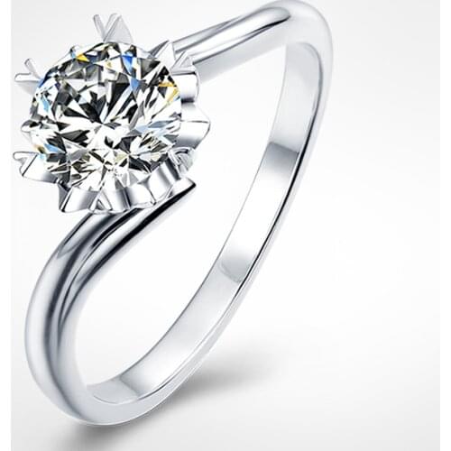 Snowflake style 925 silver Moissanite Ring Smooth setting Round Brilliant Cut moissanite 1ct proposal ring romantic design