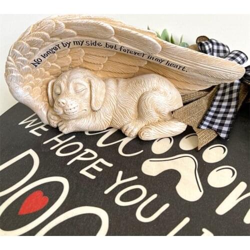 Creative Cartoon Pet Memorial Statue Dog Resin Crafts Angel Wings Garden Decoration