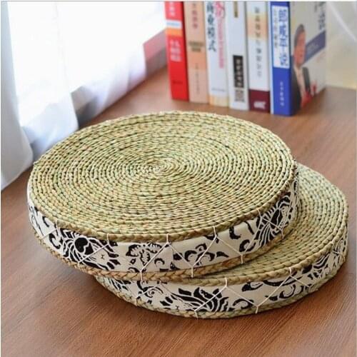 Round Straw Handmade Woven Cushion Summer Tatami Straw Cushion 7cm thickness