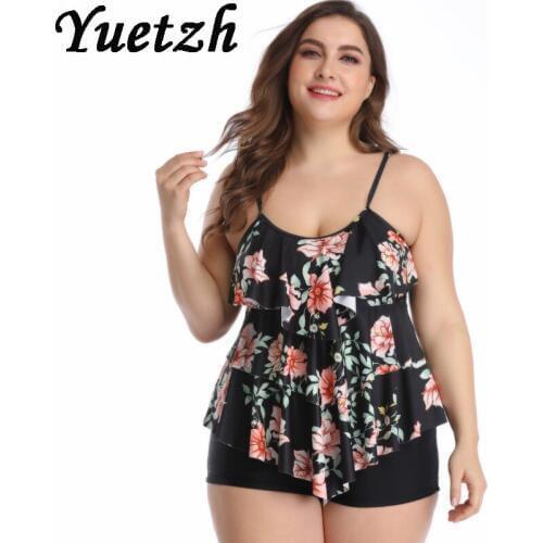 New Floral two pieces swimwear women plug size swimsuit two piece swim suit larges size Russian bathing suit beachwear big size